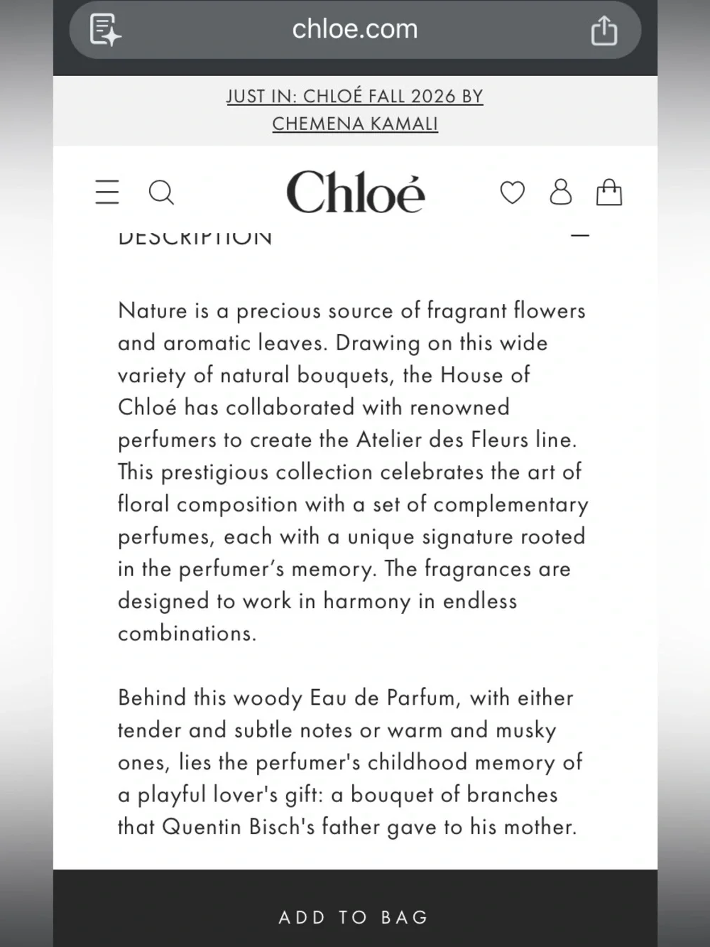 Chloe Atelier des Fleurs 10mL travel spray
